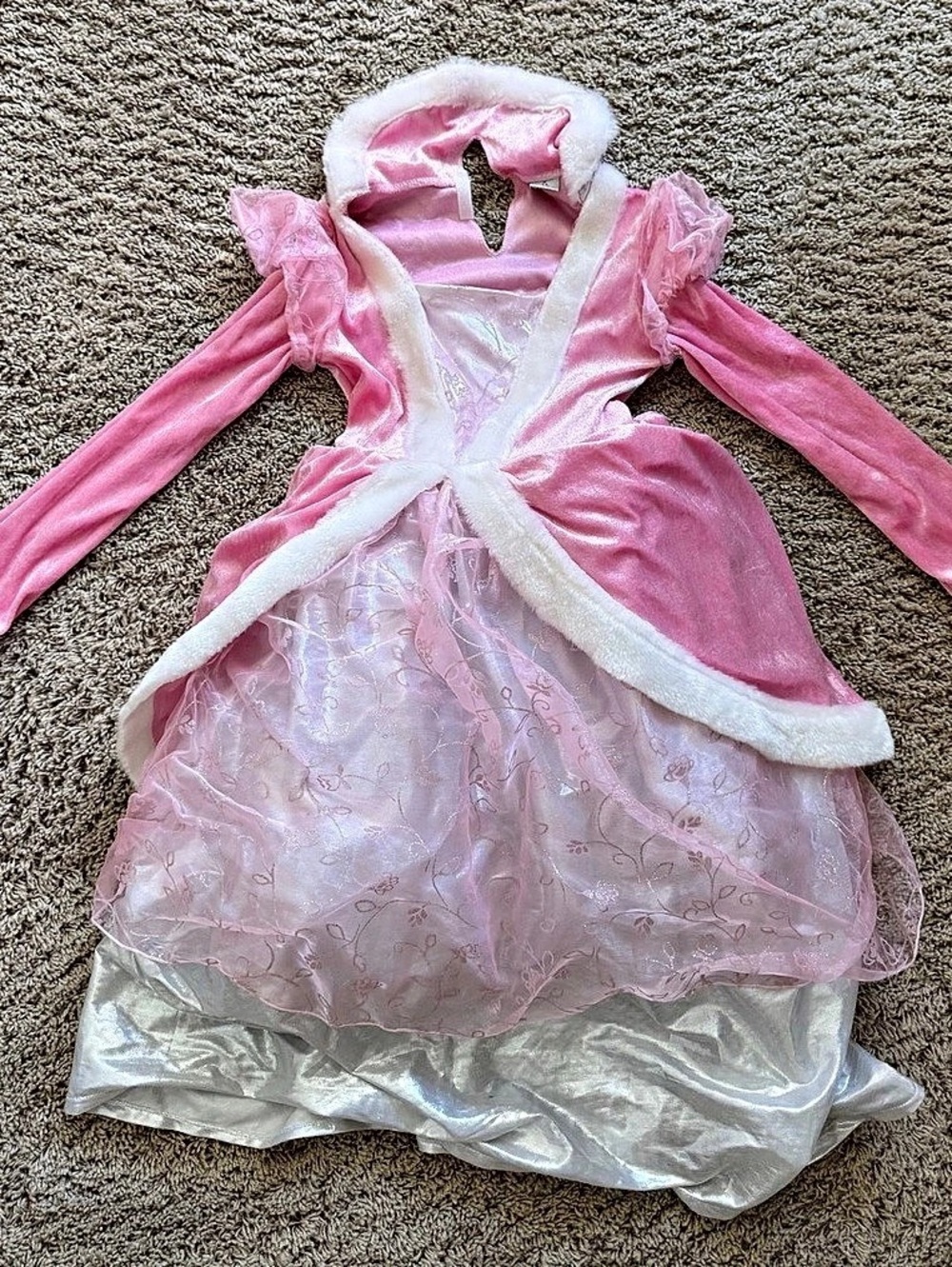 Girls Pink & Silver Party Dress Size M (7-8)